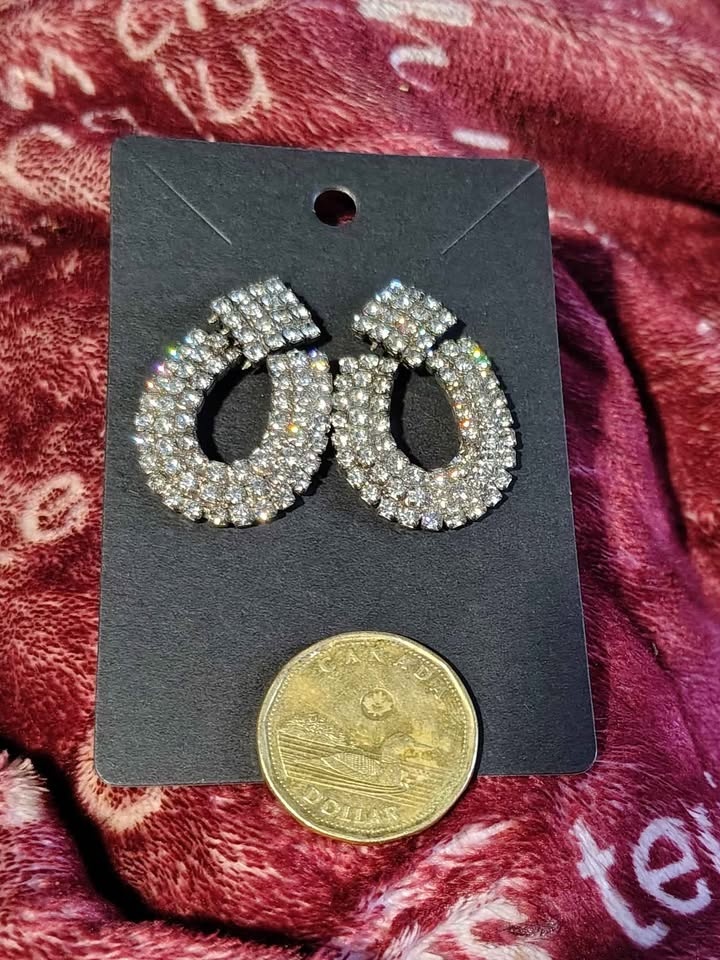Vintage Les Bernard Inc Earrings Women’s Pave Rhinestone Silver - photo 2