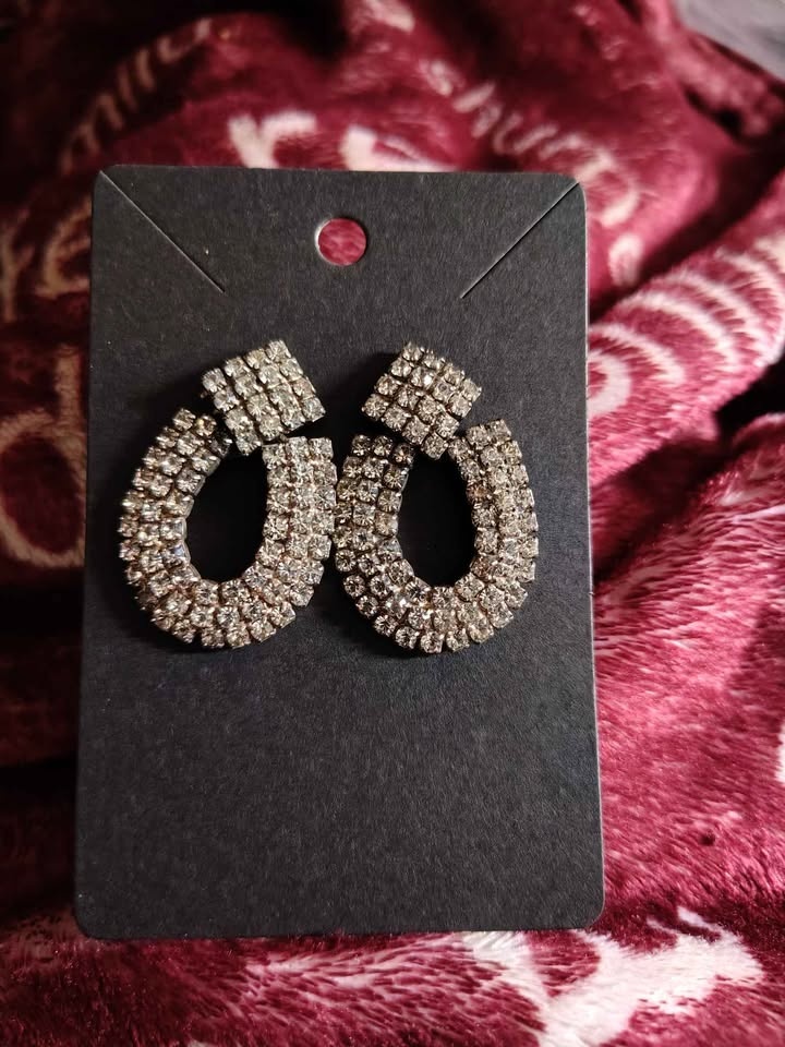Vintage Les Bernard Inc Earrings Women’s Pave Rhinestone Silver - photo 3