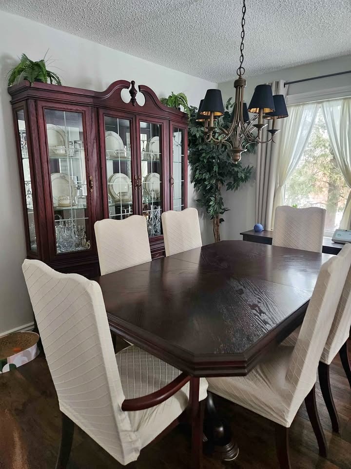 Dining Room Set with 6 Chairs and Cabinet