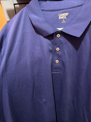 Lands End Polo Shirt Mens XL Blue Made in USA Cotton Classic Cas