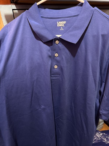 Lands End Polo Shirt Mens XL Blue Made in USA Cotton Classic Cas - photo 2