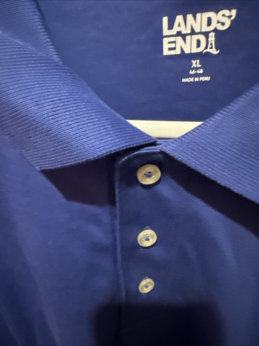Lands End Polo Shirt Mens XL Blue Made in USA Cotton Classic Cas - photo 4