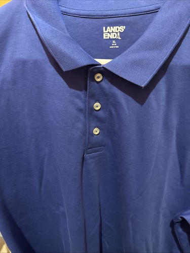 Lands End Polo Shirt Mens XL Blue Made in USA Cotton Classic Cas - photo 5