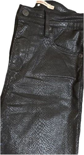 LEVIS Womens Size 26 Black Coated Snake Print Big E Skinny Jeans - photo 4