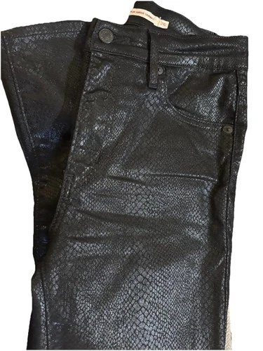 LEVIS Womens Size 26 Black Coated Snake Print Big E Skinny Jeans - photo 5