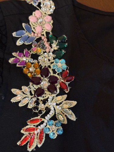 H&M Black Blouse with Embroidered Floral Pattern - Size M - photo 4