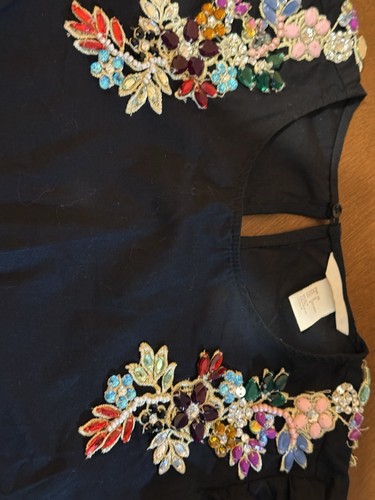 H&M Black Blouse with Embroidered Floral Pattern - Size M - photo 5