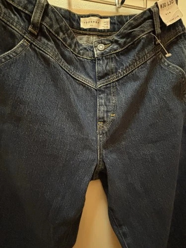 TOPSHOP Mom Jeans US 8 High Waisted Tapered Leg Medium Blue - photo 2