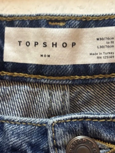 TOPSHOP Mom Jeans US 8 High Waisted Tapered Leg Medium Blue - photo 5