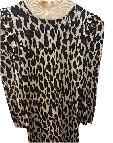 Just Taylor Leopard Print Mock Neck Knit Dress Women's Beige Bro - photo 2