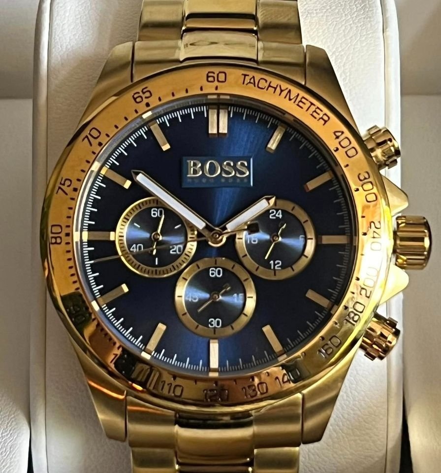 Hugo Boss Men's Ikon Chronograph Gold-Tone Blue Dial Watch NEW - photo 2