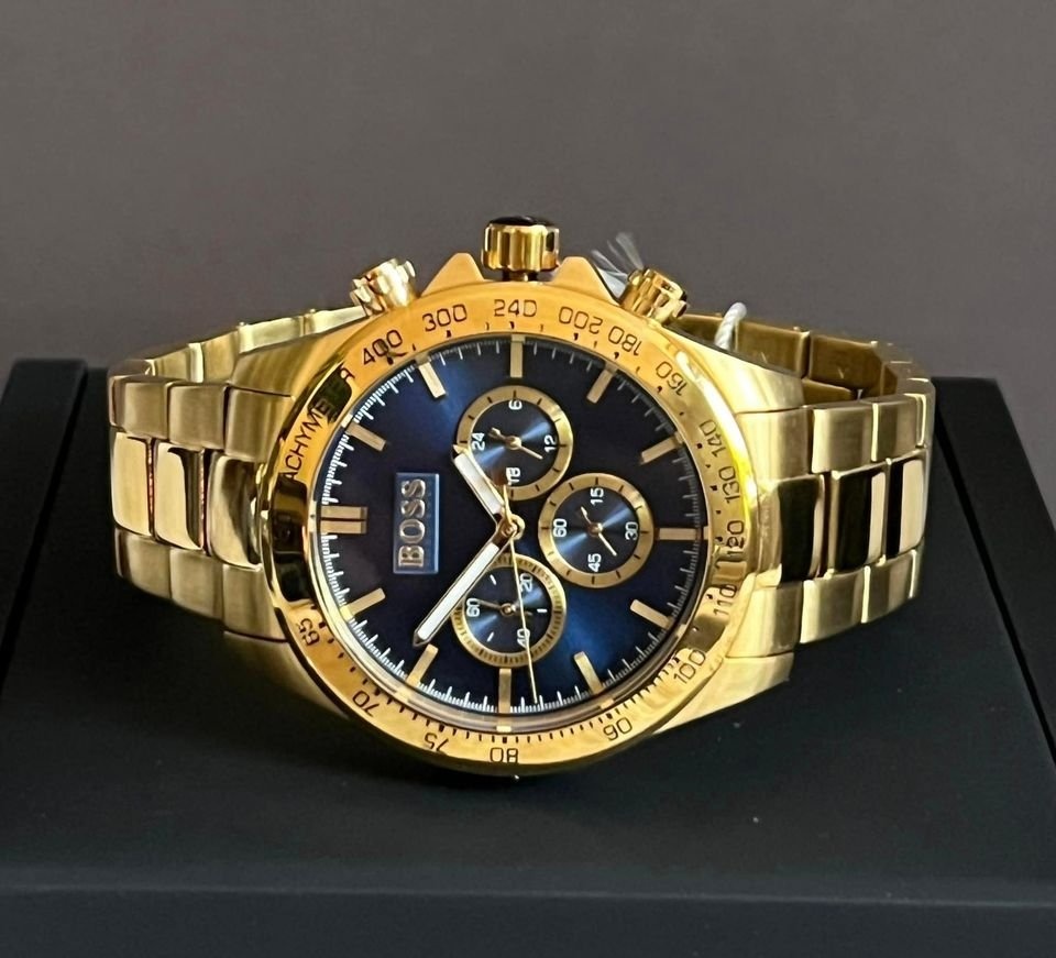Hugo Boss Men's Ikon Chronograph Gold-Tone Blue Dial Watch NEW - photo 3