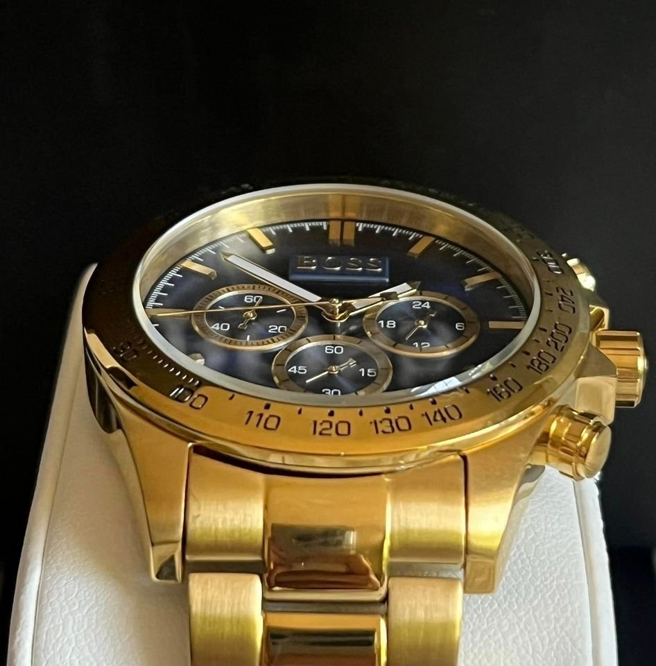 Hugo Boss Men's Ikon Chronograph Gold-Tone Blue Dial Watch NEW - photo 4