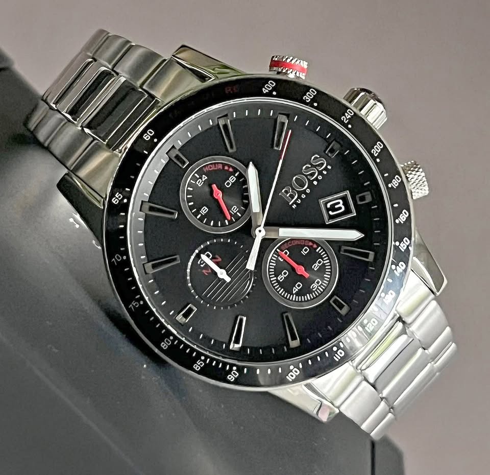 Hugo Boss Men’s Rafale Black Dial Chronograph Watch NEW