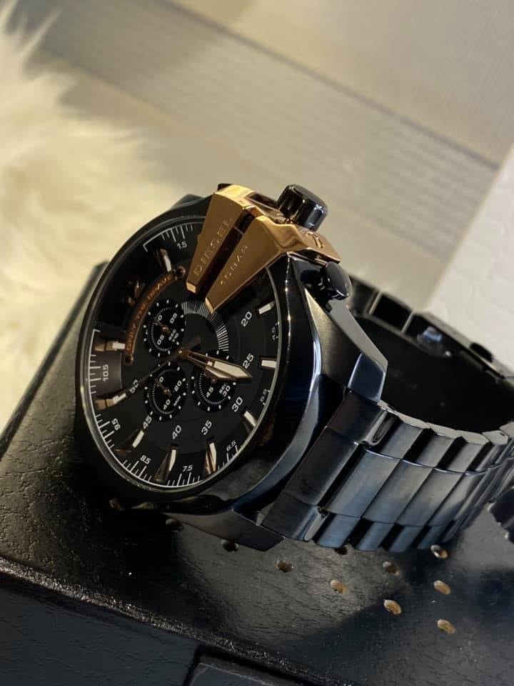 Diesel Men's Mega Chief Black IP Rose Gold Chronograph Watch - photo 3