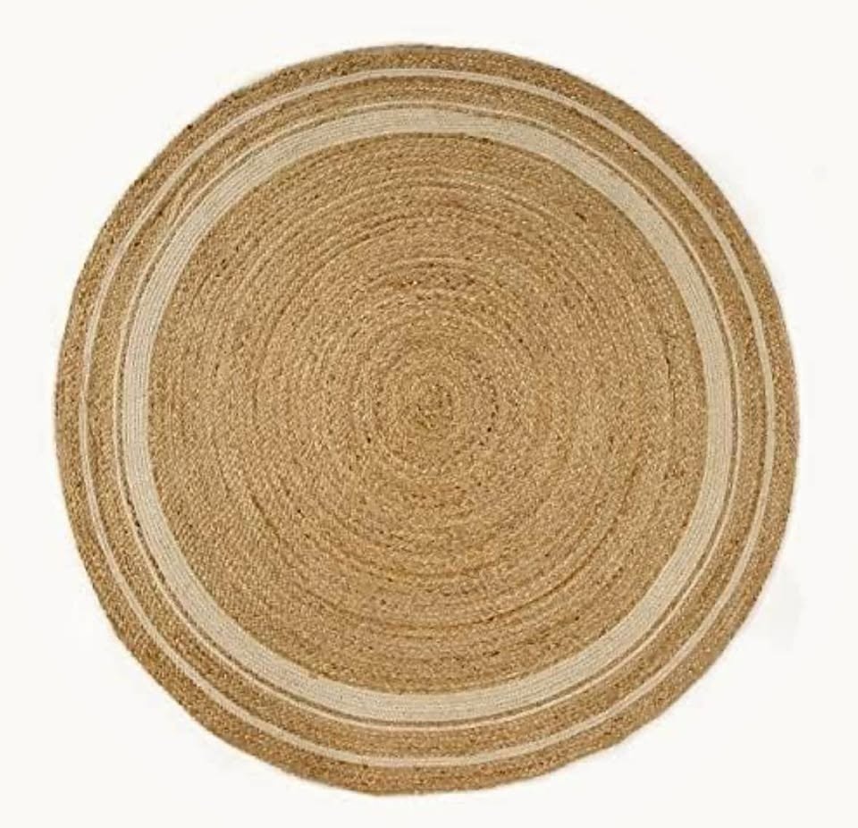 Handwoven Jute & Cotton Round Rug - Brand New