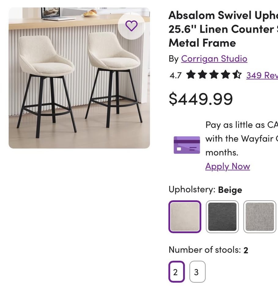 Set of 2 Swivel Counter Stools - Brand New in Box - photo 2