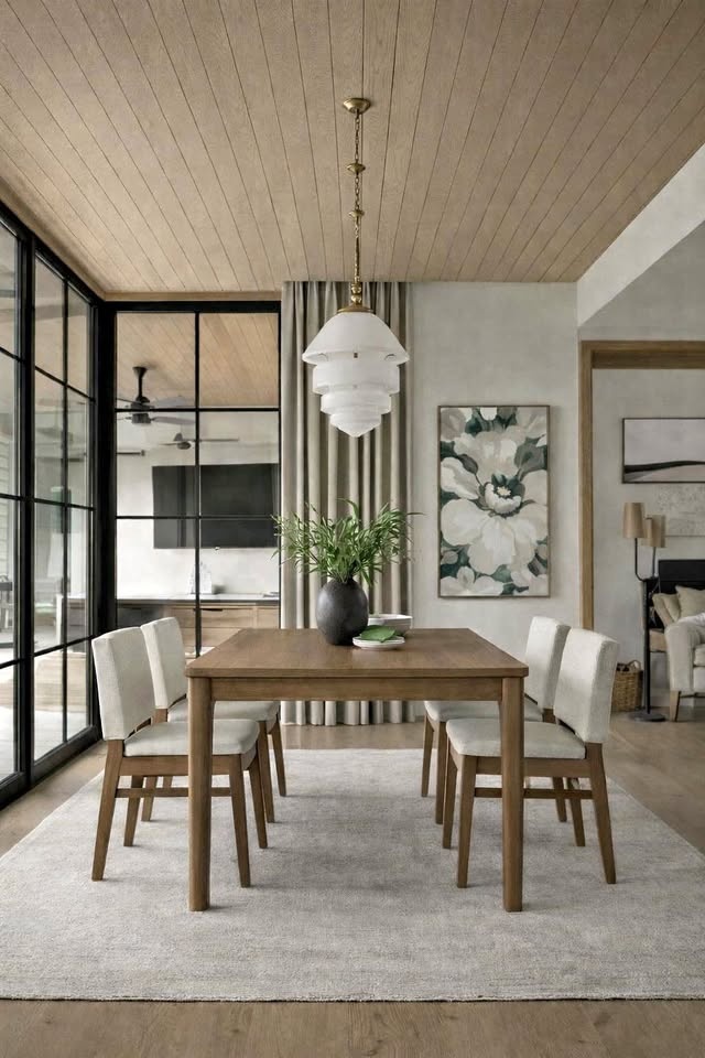 Mid Century Modern Solid Wood Dining Set - New