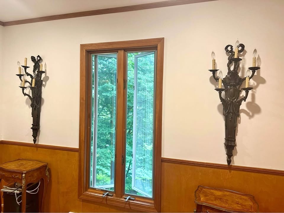 French Antique Black Bronze Sconces - Rare Find