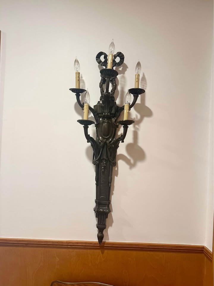 French Antique Black Bronze Sconces - Rare Find - photo 2