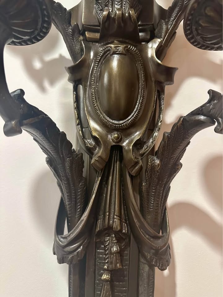 French Antique Black Bronze Sconces - Rare Find - photo 5