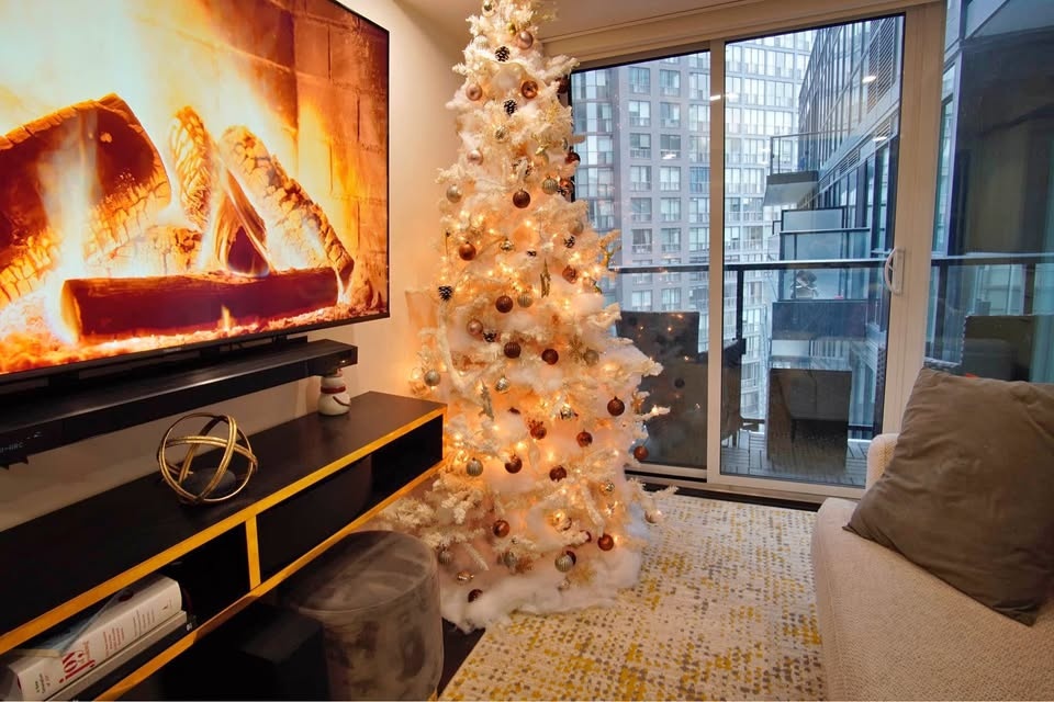 7' White Flocked Christmas Tree with Lights & Ornaments