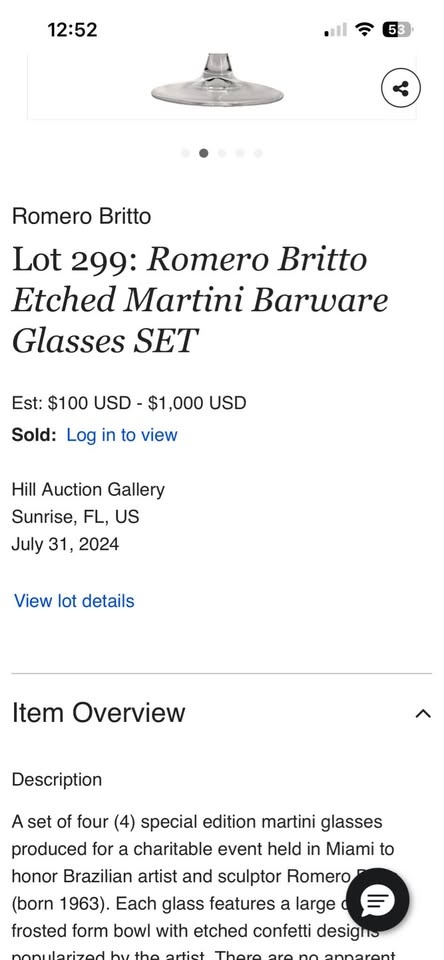 Set of 4 Etched Martini Glasses - photo 2