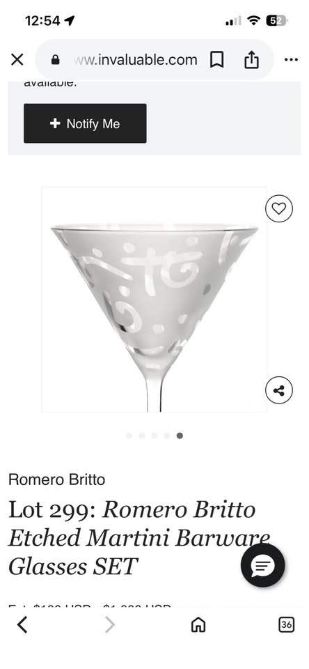 Set of 4 Etched Martini Glasses - photo 5