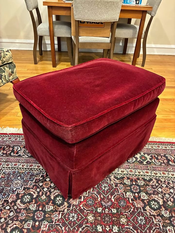 Vintage ottoman with down cushion
