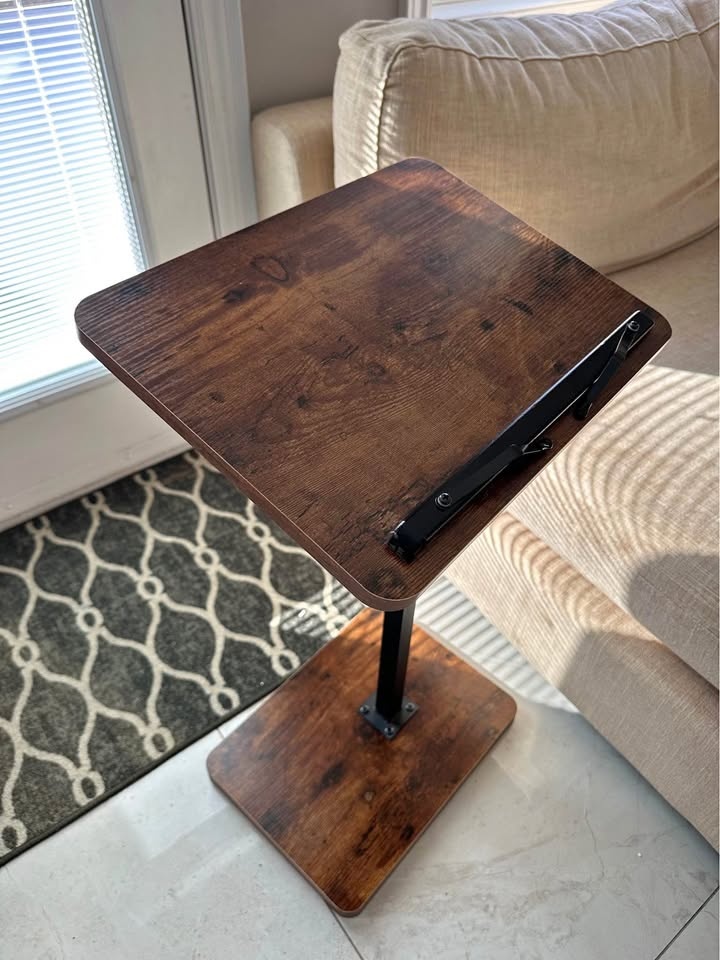 Brown Side Table - Adjustable Height & Tilt