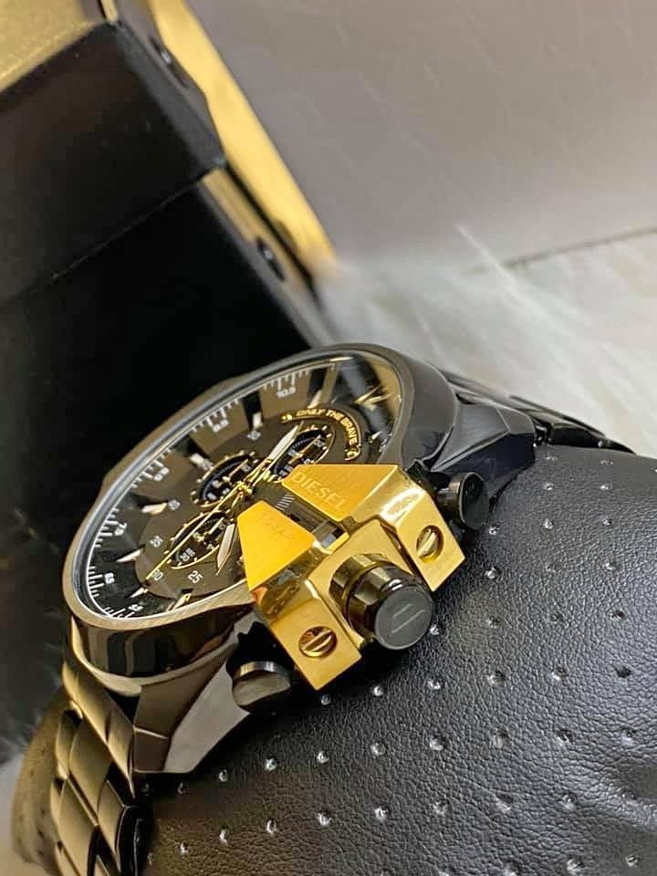 Diesel Men's Mega Chief Chronograph Black Steel Watch (DZ4338)