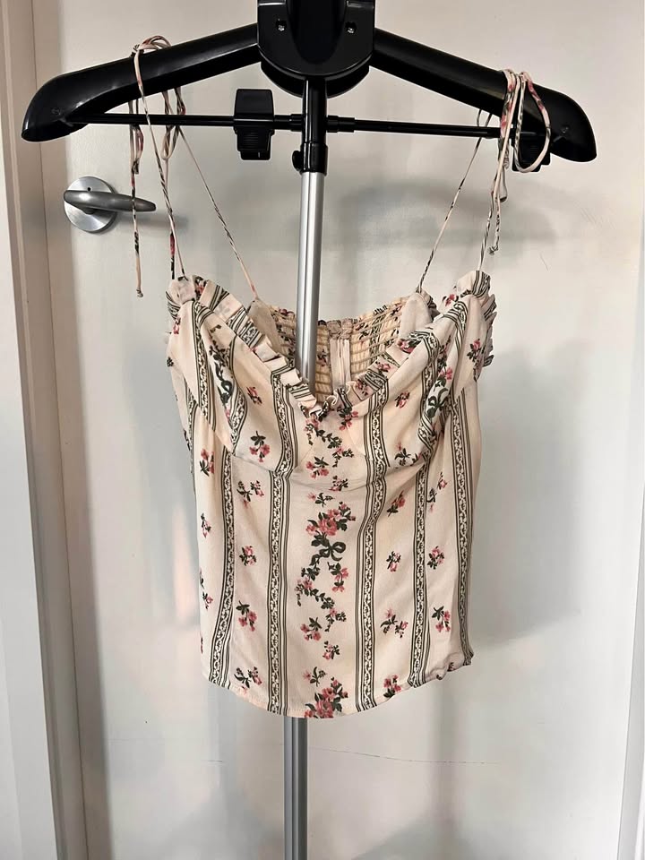 Reformation Cream Floral Camisole Top
