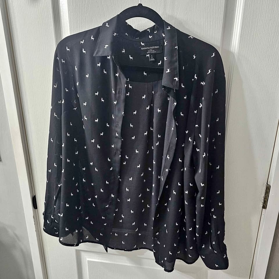 Banana Republic Llama Print Blouse - Size Large