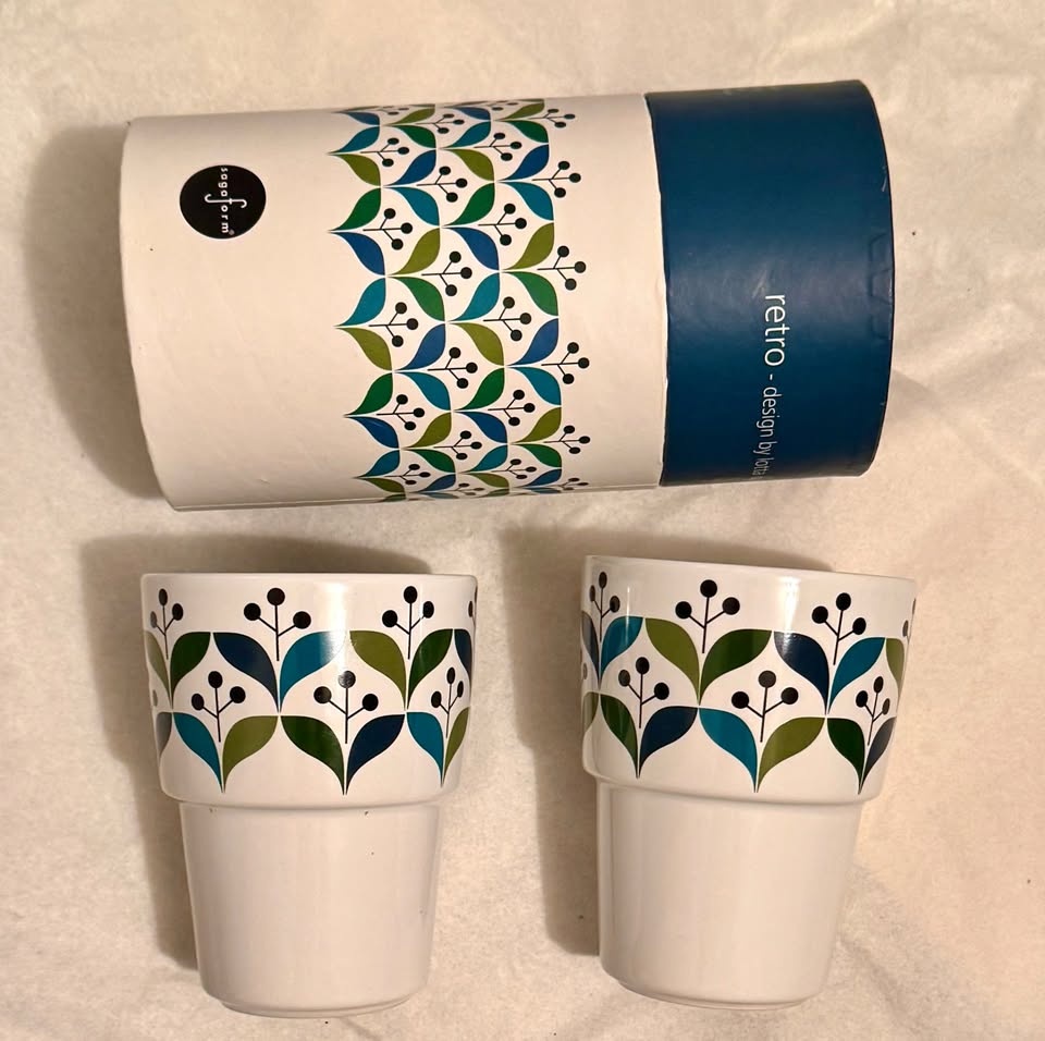 Set of 2 Retro Sagaform Porcelain Mugs