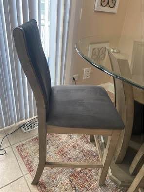 Unique Glass and Wood Kitchen Dining Table, 3 Chairs - photo 4