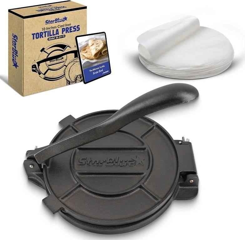StarBlue 10 Inch Cast Iron Roti/Tortilla Press