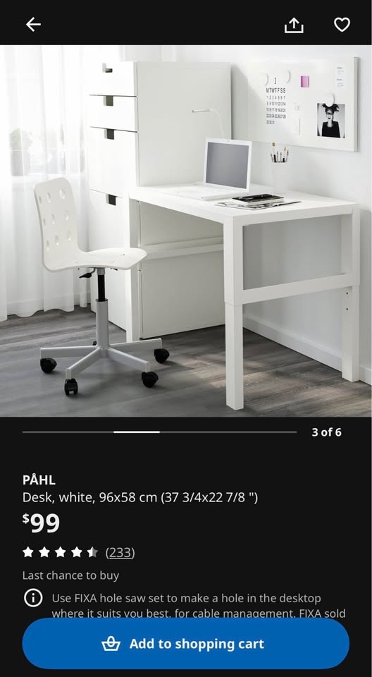 White Work Desk with Adjustable Height & Cable Holders - photo 5