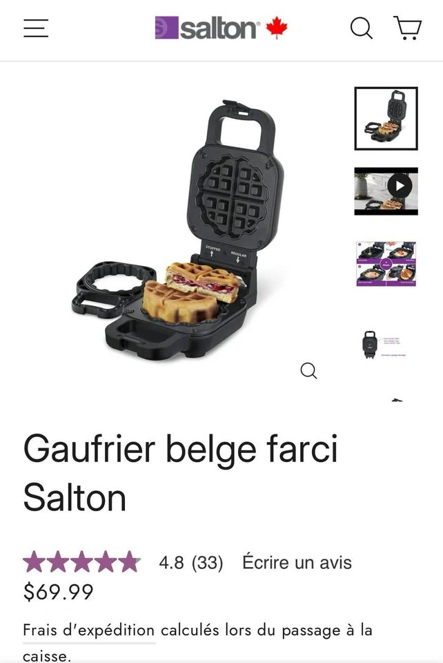 Salton STUFFED Waffle Maker - New - 2-inch Waffles - photo 5