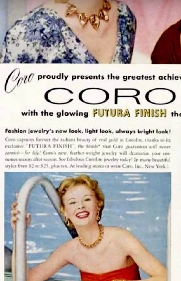 1950s Signed Coro Set Necklace + Earrings image indicator(10)