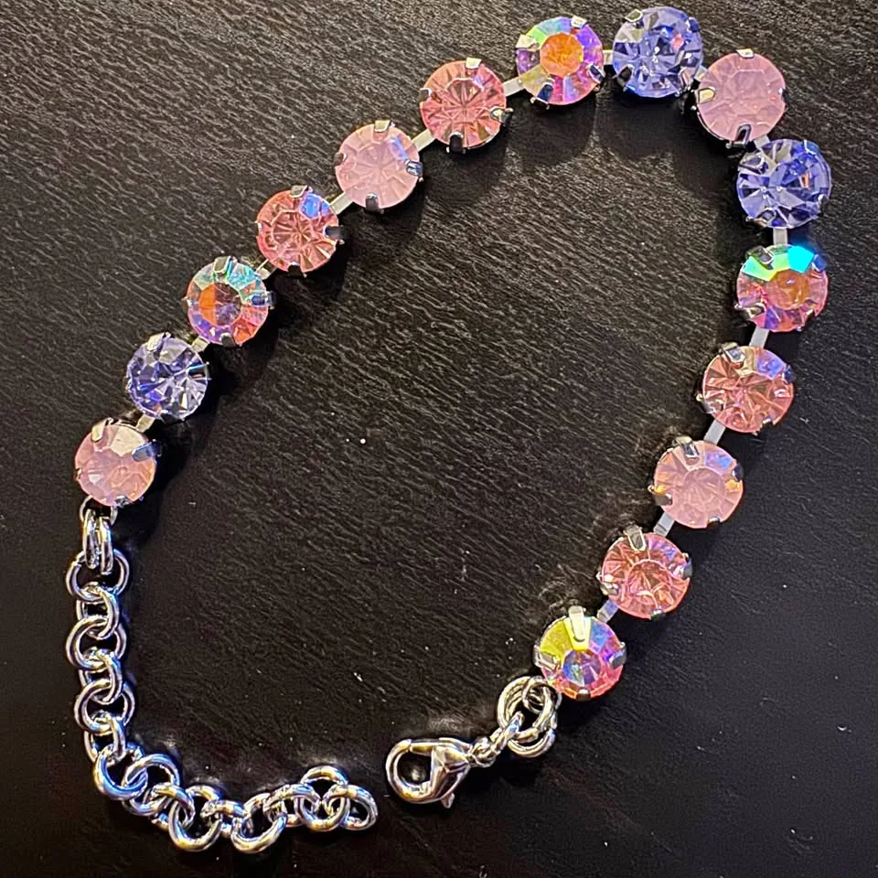 Ombre Pink Purple Violet Tennis Silver Bracelet thumbnail