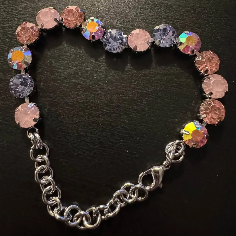 NEW 🧡 Ombre Pink Purple Violet Tennis Silver Bracelet image indicator(2)