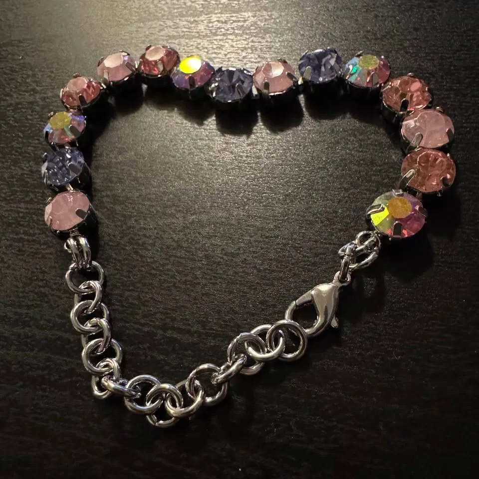 NEW 🧡 Ombre Pink Purple Violet Tennis Silver Bracelet image indicator(3)