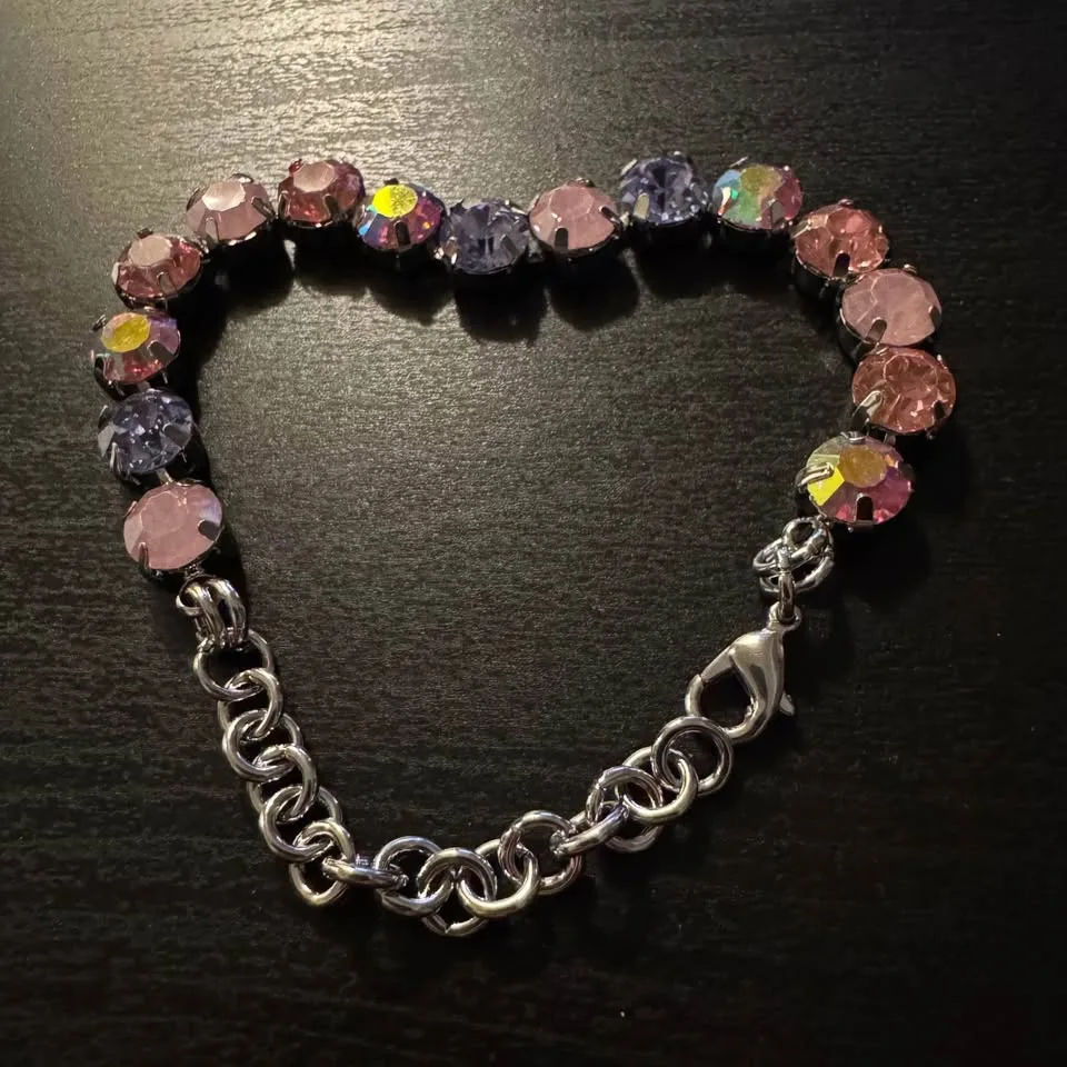 NEW 🧡 Ombre Pink Purple Violet Tennis Silver Bracelet image indicator(4)