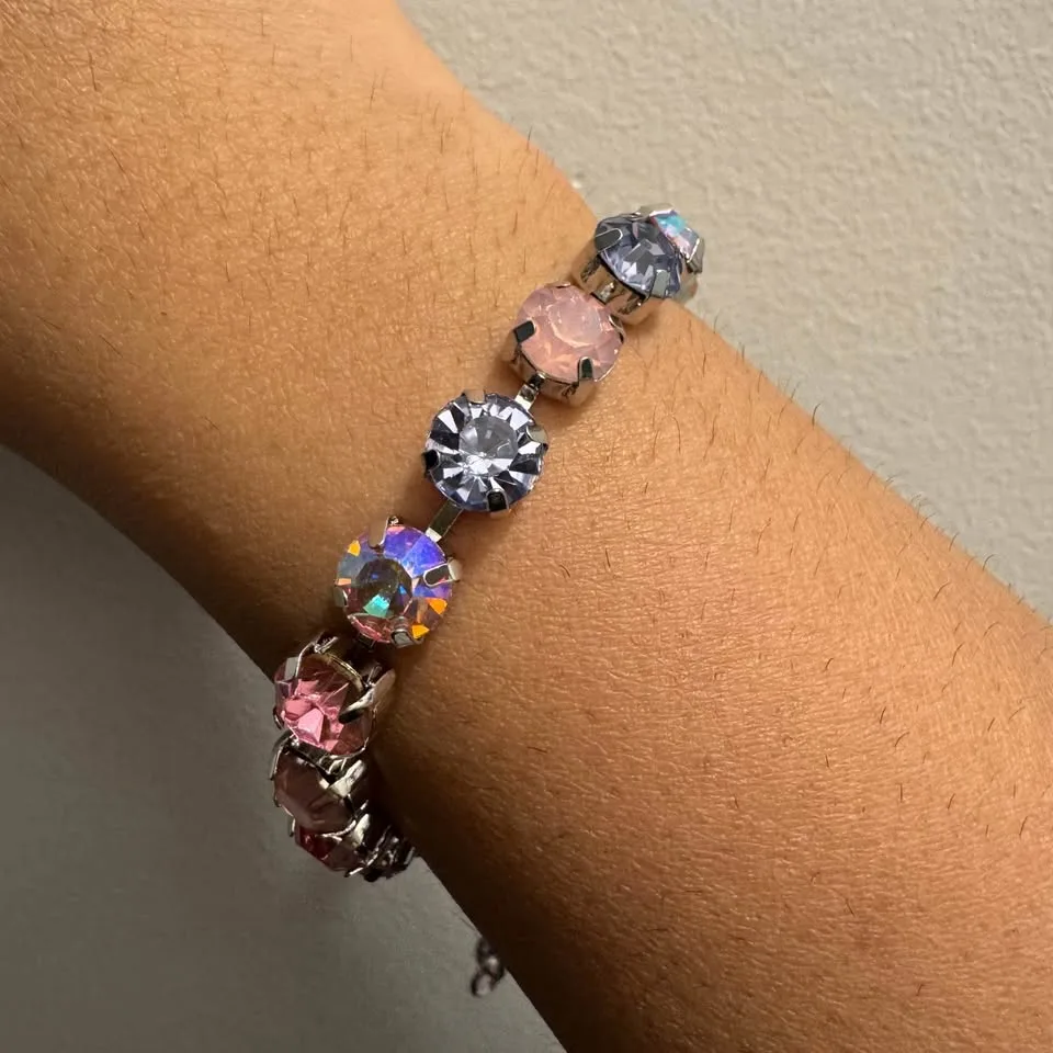 NEW 🧡 Ombre Pink Purple Violet Tennis Silver Bracelet image indicator(6)