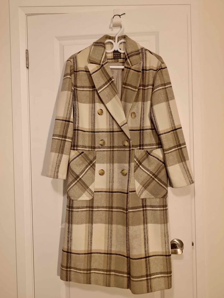 Women's Plaid Beige Coat
