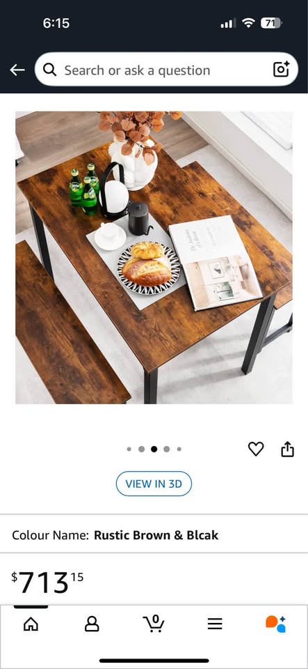 Moccha Dining Table Set for 4 w/ 2 Benches - photo 3