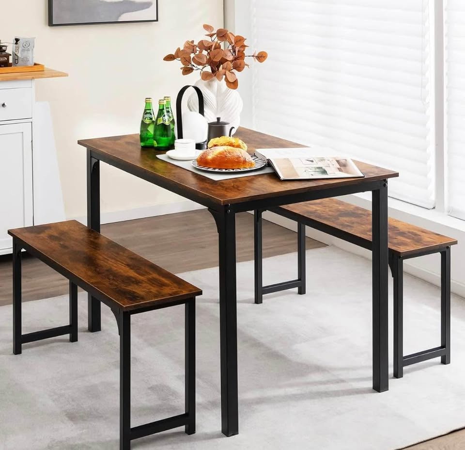 Moccha Dining Table Set for 4 w/ 2 Benches - photo 5