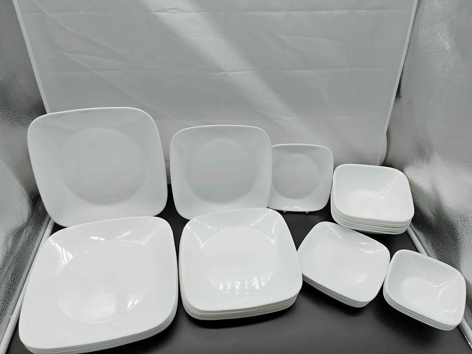 Corelle Square White Dinnerware Set - 37 Pieces
