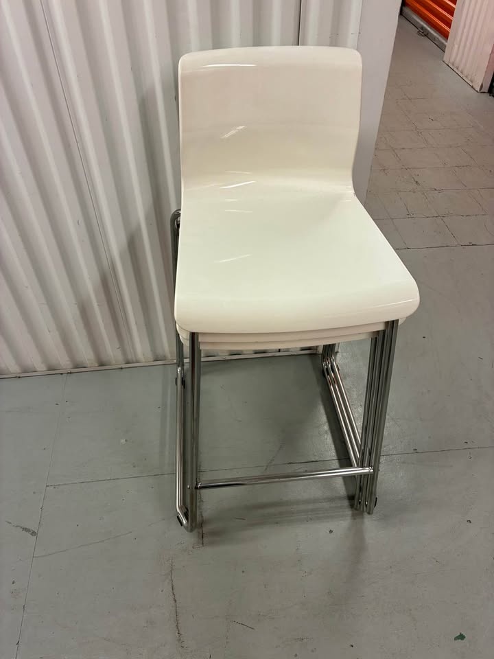 Set of 3 White IKEA GLENN Barstools - photo 3