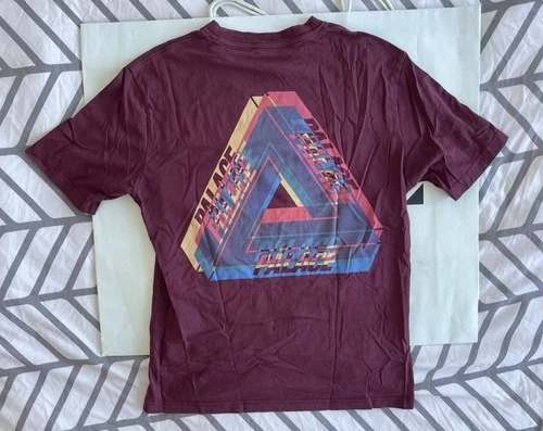 Palace Triple Tri Ferg T Shirt Burgundy Sz M 100% Authentic